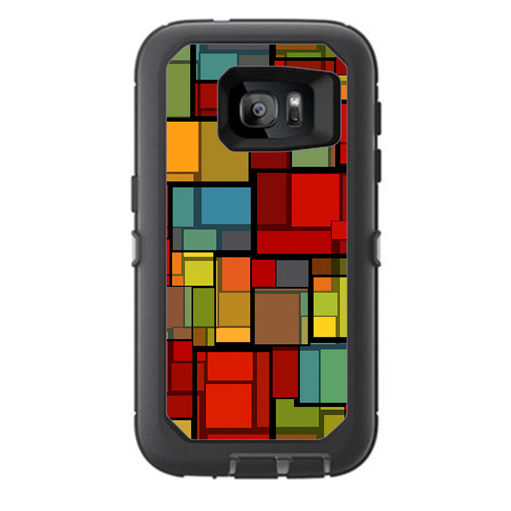  Abstract Colorful Square Pattern Otterbox Defender Samsung Galaxy S7 Skin