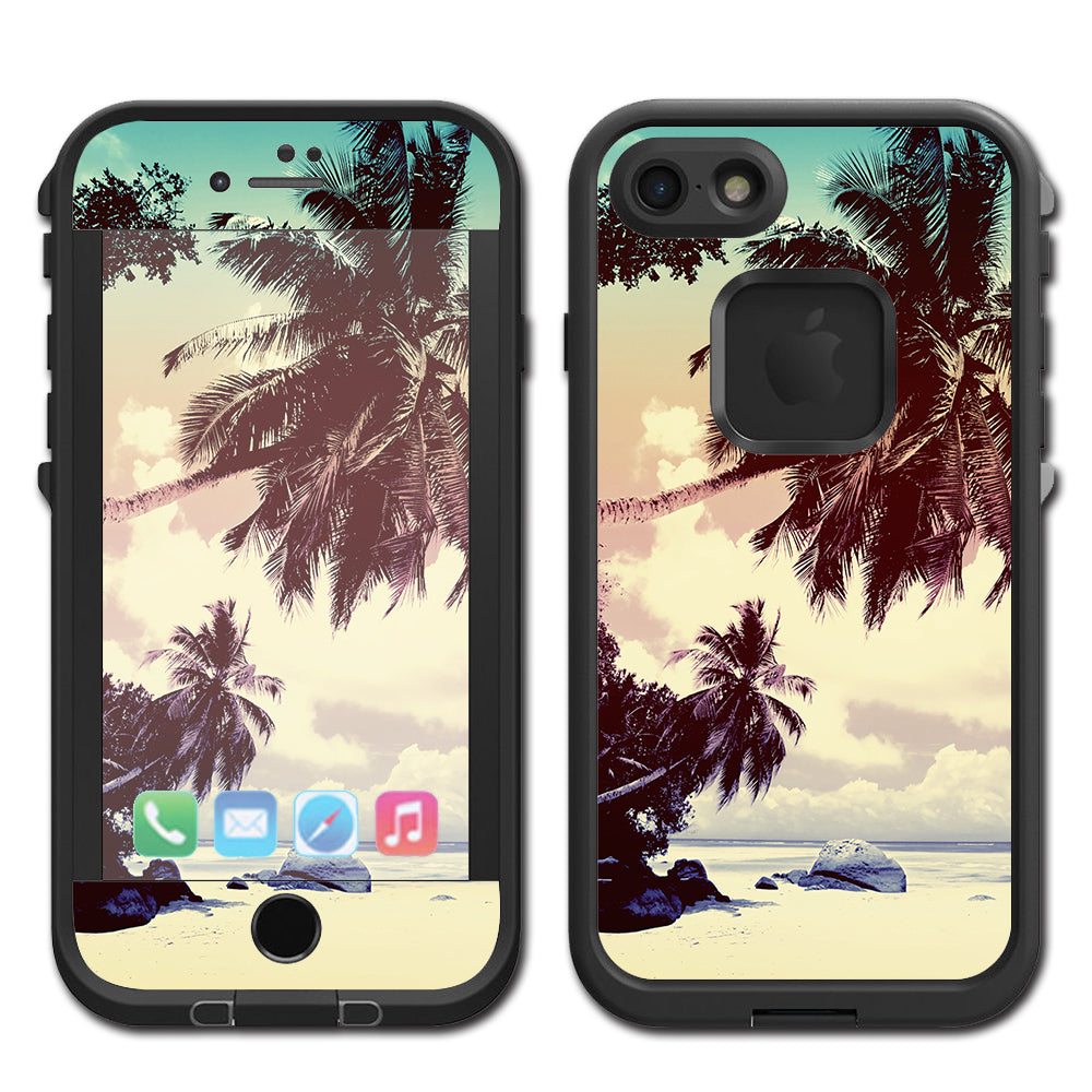  Palm Trees Vintage Beach Island Lifeproof Fre iPhone 7 or iPhone 8 Skin