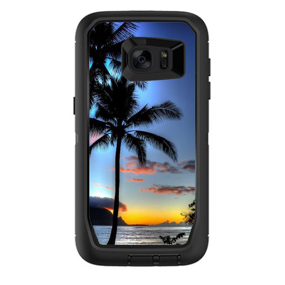 Paradise Sunset Palm Trees Otterbox Defender Samsung Galaxy S7 Edge Skin