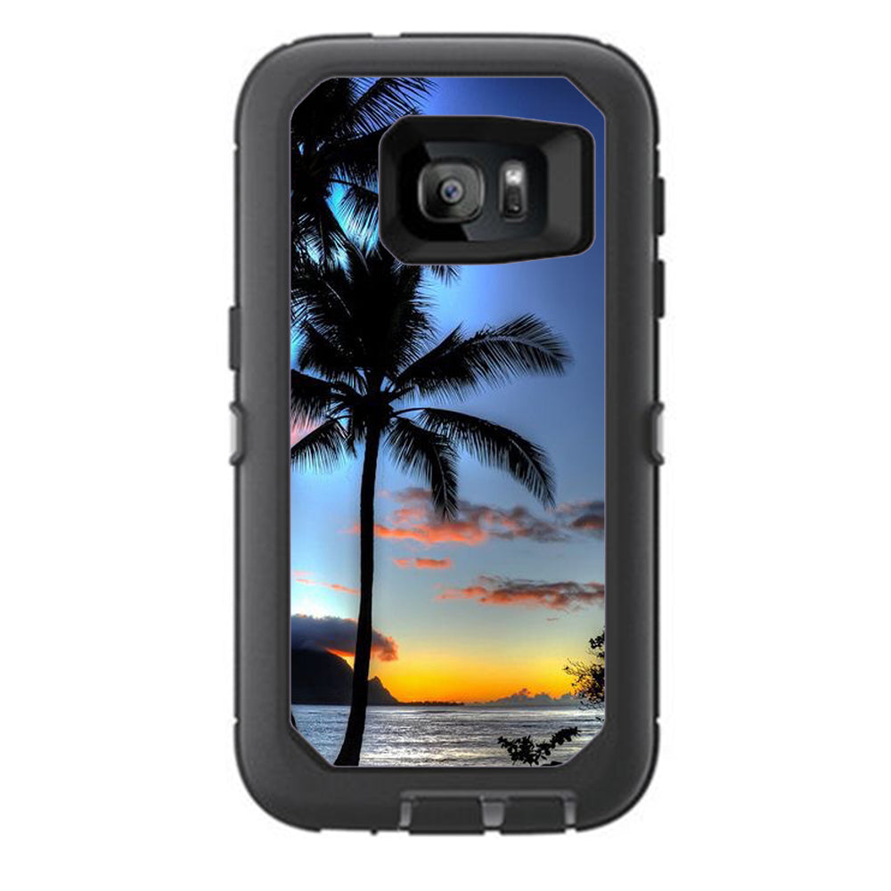  Paradise Sunset Palm Trees Otterbox Defender Samsung Galaxy S7 Skin