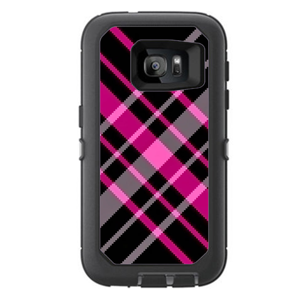  Pink And Black Plaid Otterbox Defender Samsung Galaxy S7 Skin