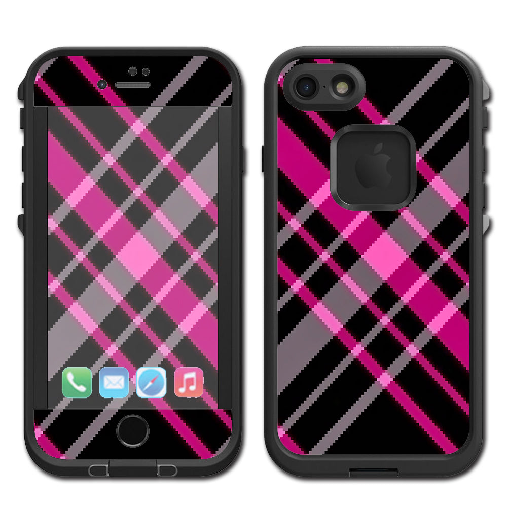  Pink And Black Plaid Lifeproof Fre iPhone 7 or iPhone 8 Skin