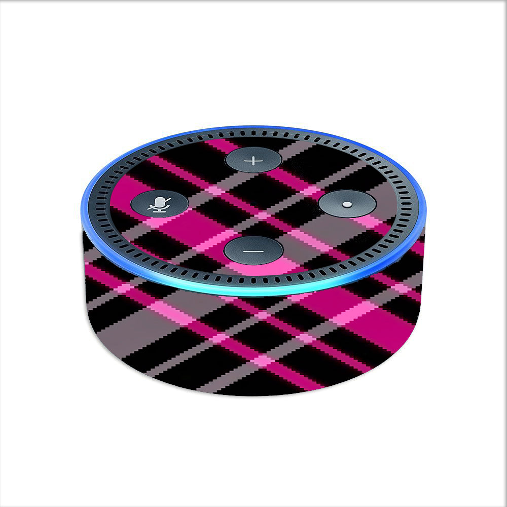  Pink And Black Plaid Amazon Echo Dot 2nd Gen Skin