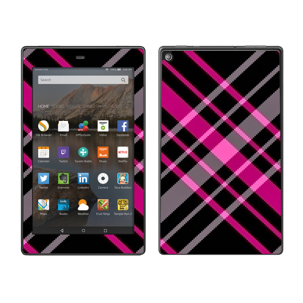  Pink And Black Plaid Amazon Fire HD 8 Skin