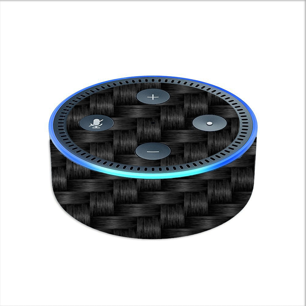  Black Grey Carbon Fiber Weave Amazon Echo Dot 2nd Gen Skin