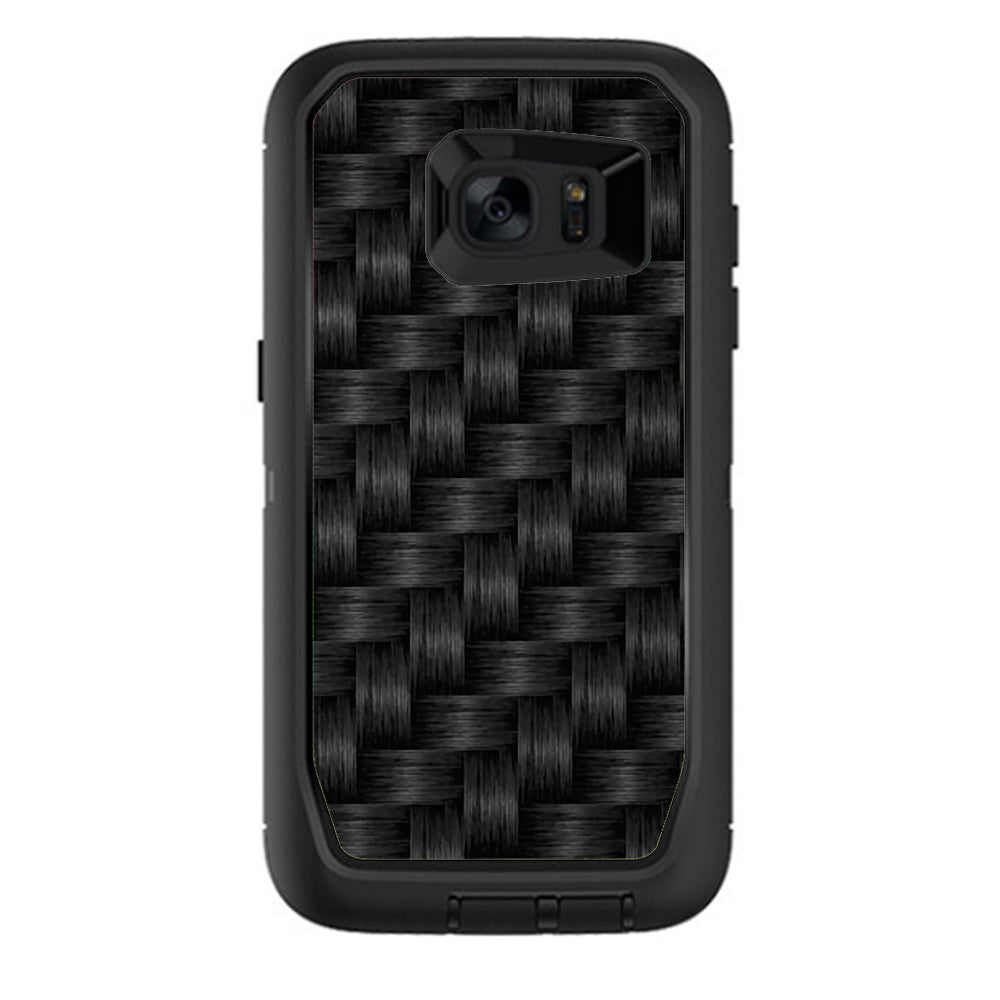  Black Grey Carbon Fiber Weave Otterbox Defender Samsung Galaxy S7 Edge Skin
