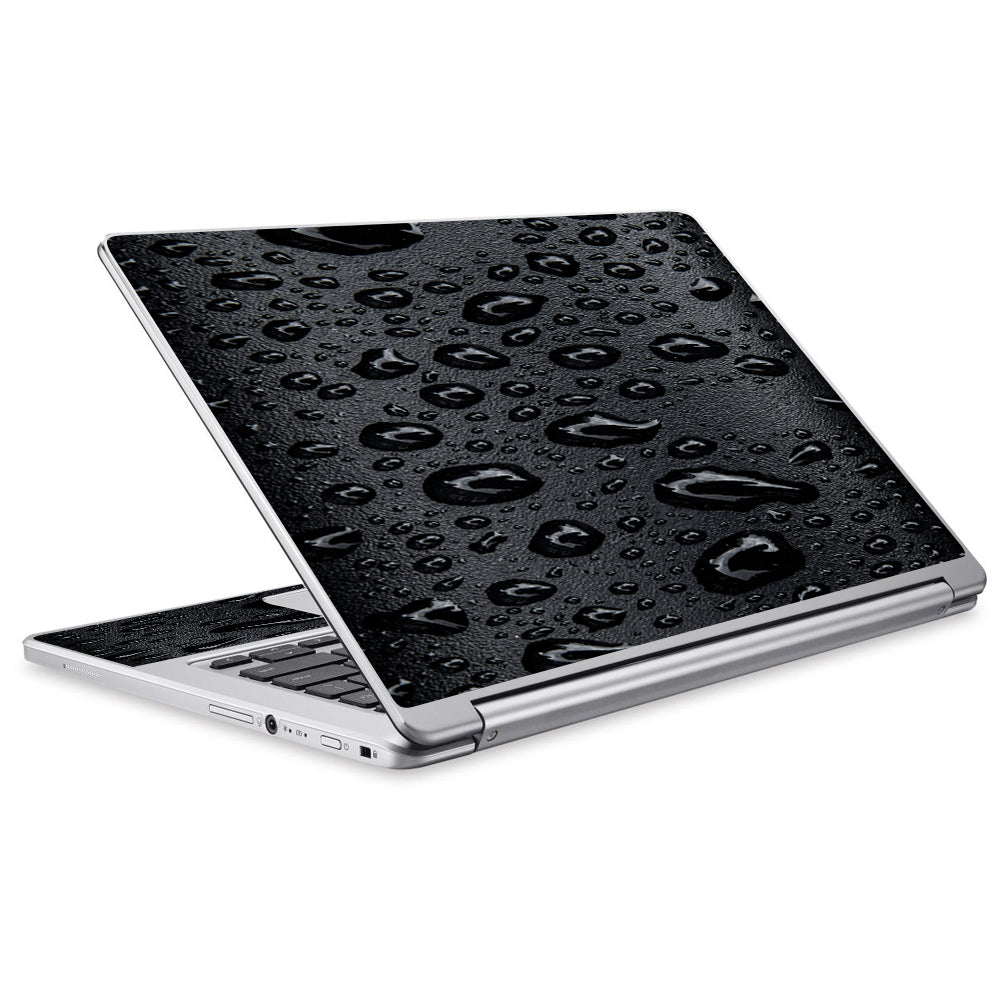  Rain Drops On Black Metal Acer Chromebook R13 Skin