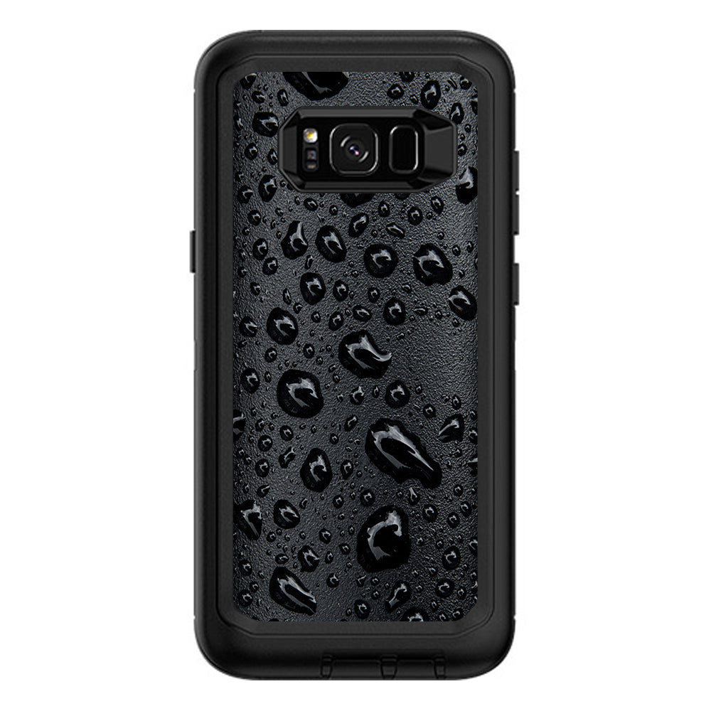  Rain Drops On Black Metal Otterbox Defender Samsung Galaxy S8 Plus Skin