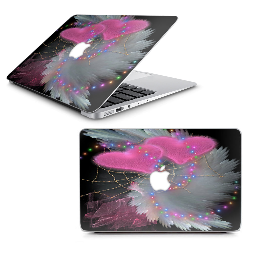  Mystic Pink Hearts Feathers Macbook Air 11" A1370 A1465 Skin
