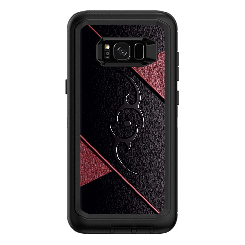  Black Red Leather Hindu Om Like Symbol Otterbox Defender Samsung Galaxy S8 Plus Skin