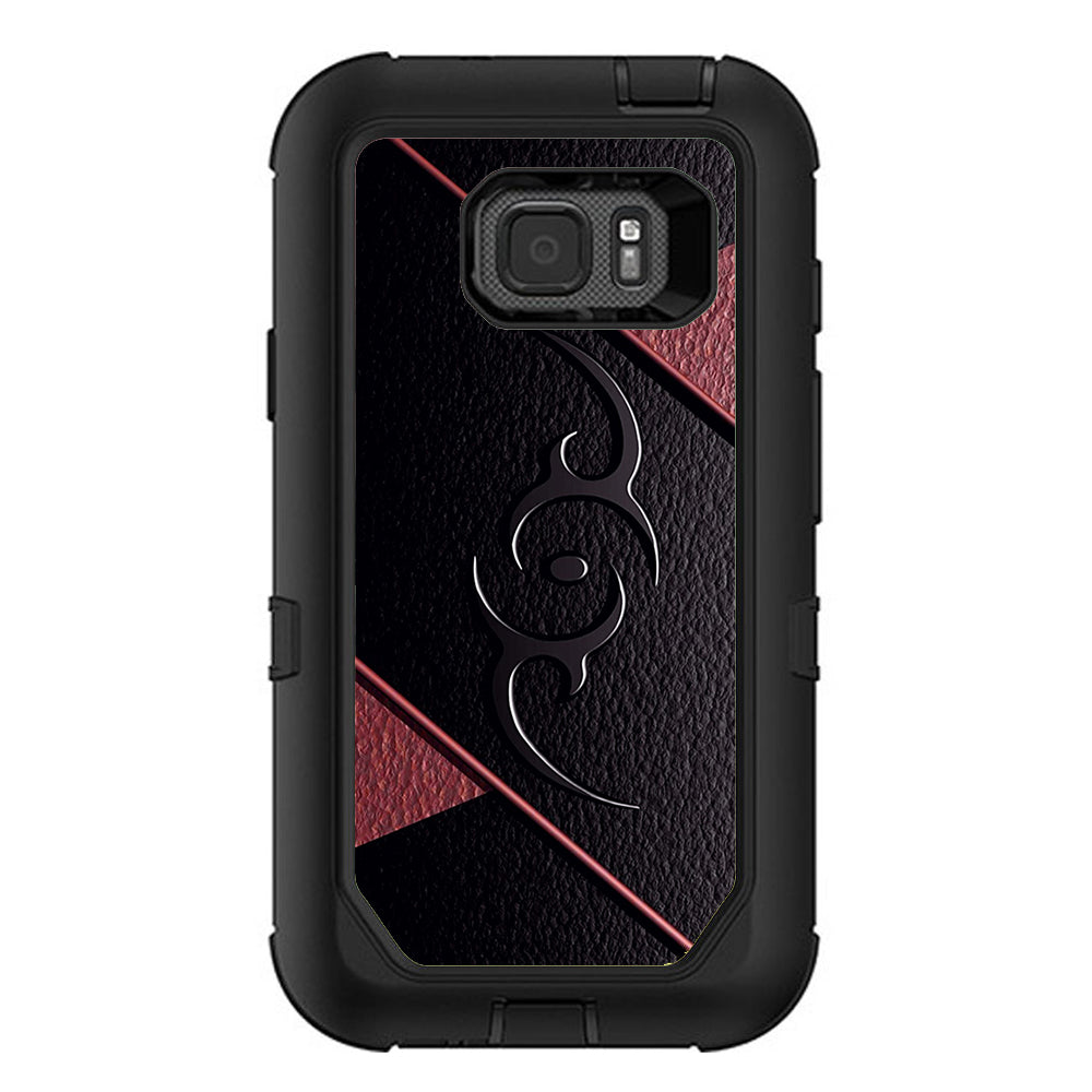  Black Red Leather Hindu Om Like Symbol Otterbox Defender Samsung Galaxy S7 Active Skin