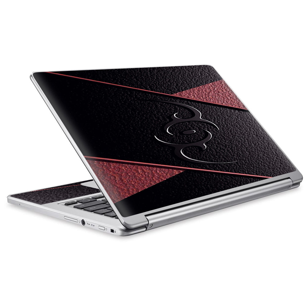  Black Red Leather Hindu Om Like Symbol Acer Chromebook R13 Skin