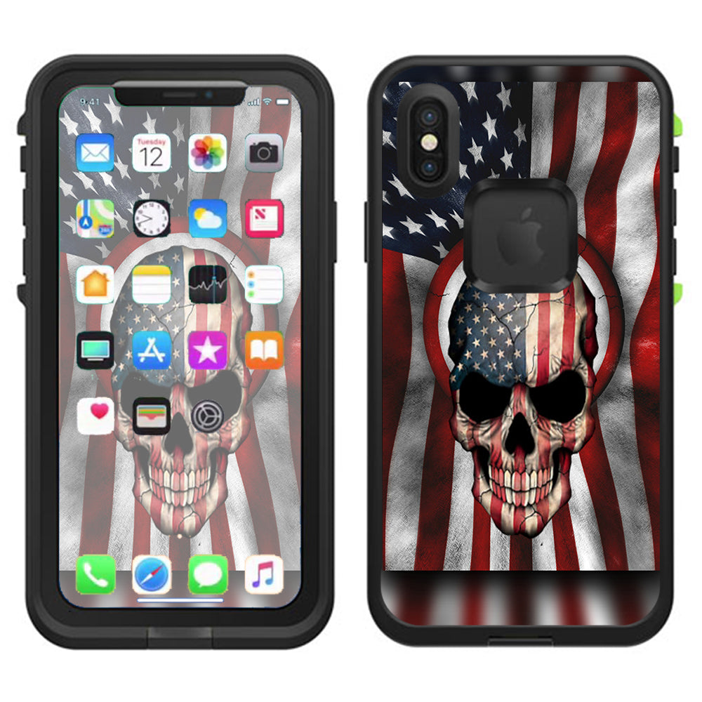  America Skull Military Usa Murica Lifeproof Fre Case iPhone X Skin