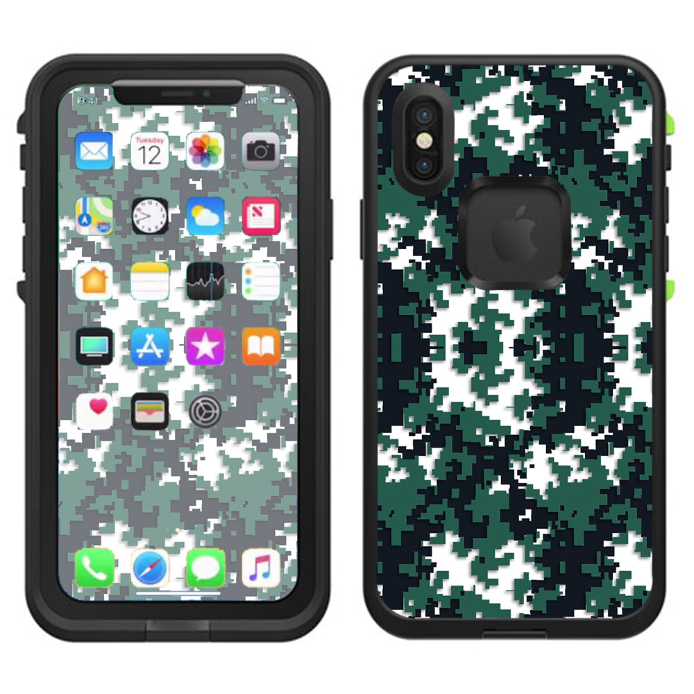  Digi Camo Team Colors Camouflage Green Black Lifeproof Fre Case iPhone X Skin