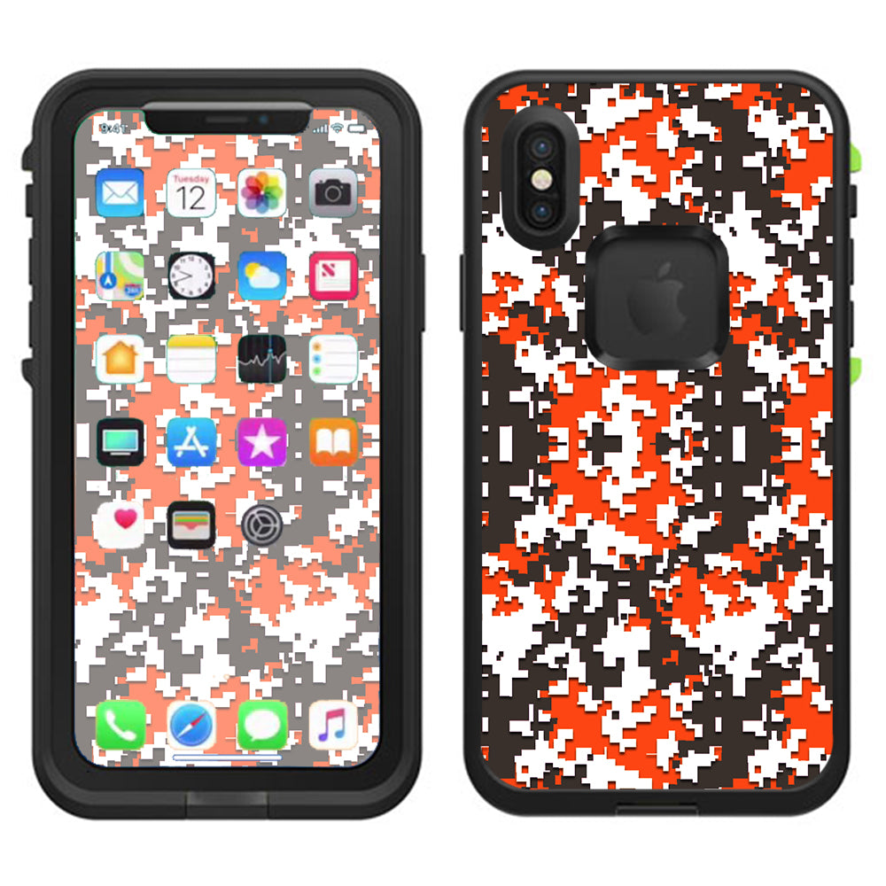  Digi Camo Team Colors Camouflage Orange Brown Lifeproof Fre Case iPhone X Skin