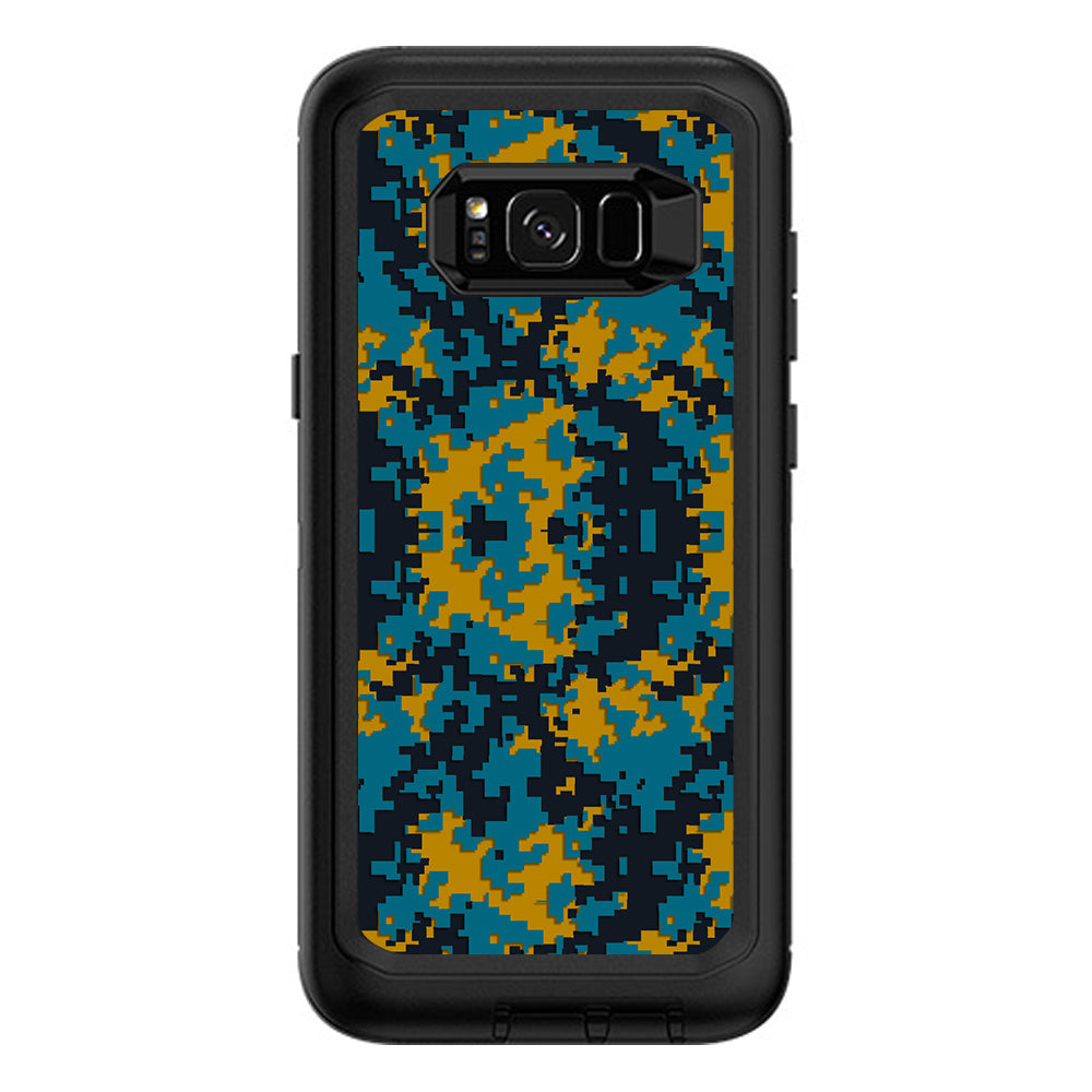  Digi Camo Team Colors Camouflage Teal Gold Otterbox Defender Samsung Galaxy S8 Plus Skin