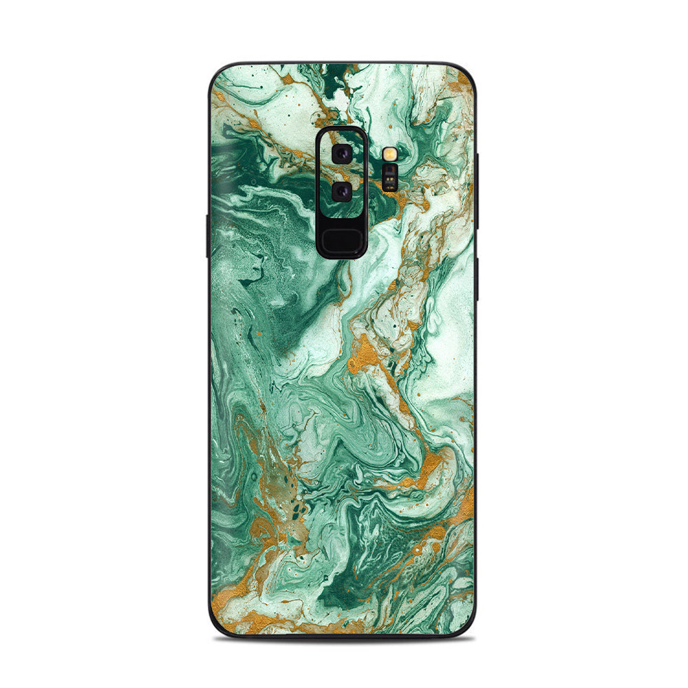  Marble Paint Swirls Green Samsung Galaxy S9 Plus Skin