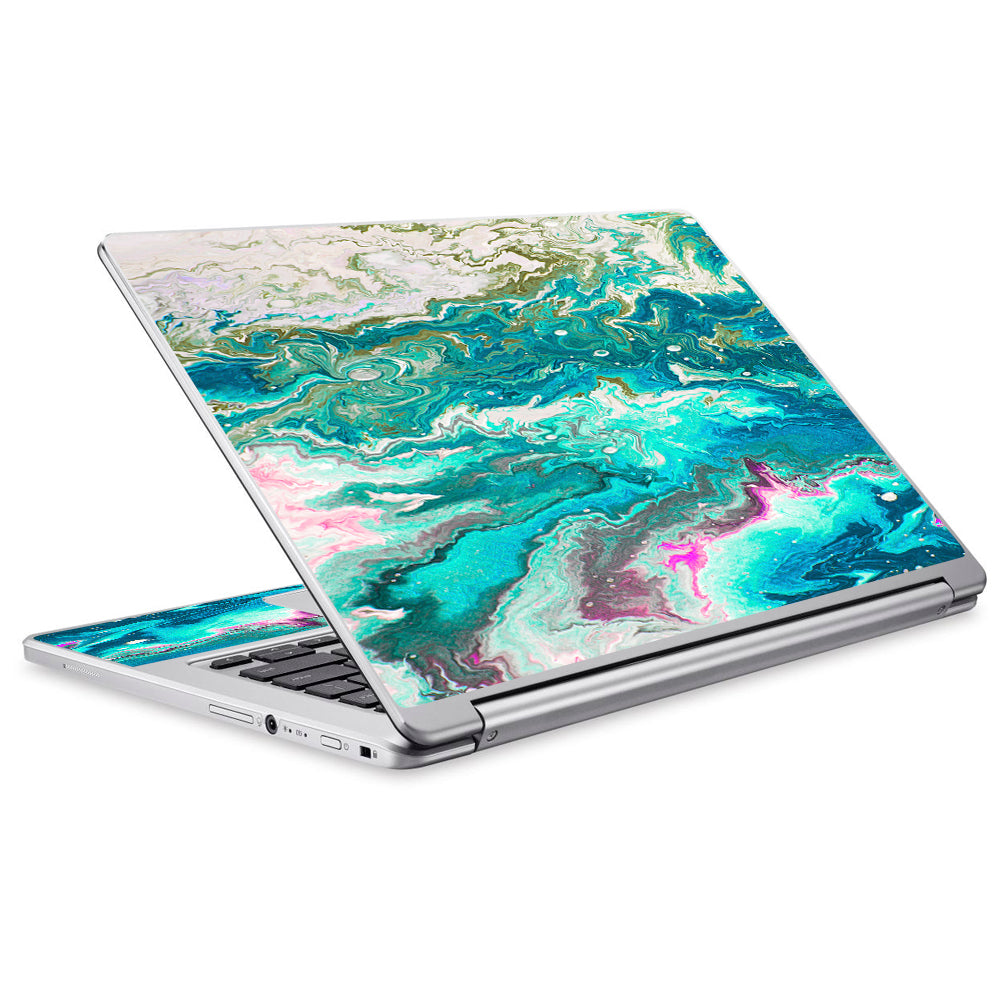  Marble Pattern Blue Ocean Green Acer Chromebook R13 Skin