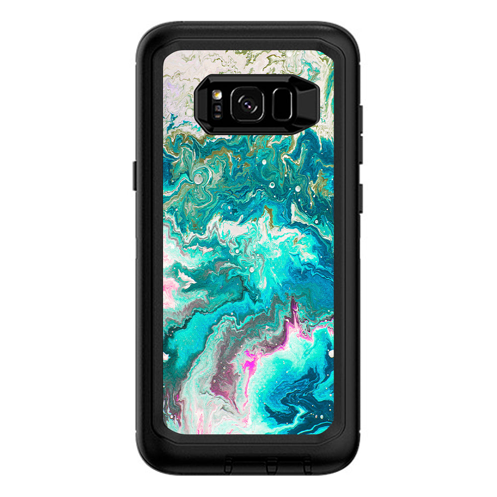  Marble Pattern Blue Ocean Green Otterbox Defender Samsung Galaxy S8 Plus Skin