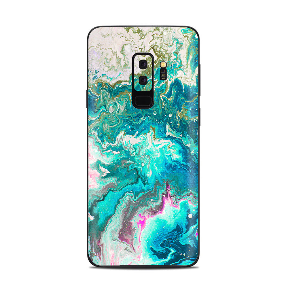  Marble Pattern Blue Ocean Green Samsung Galaxy S9 Plus Skin