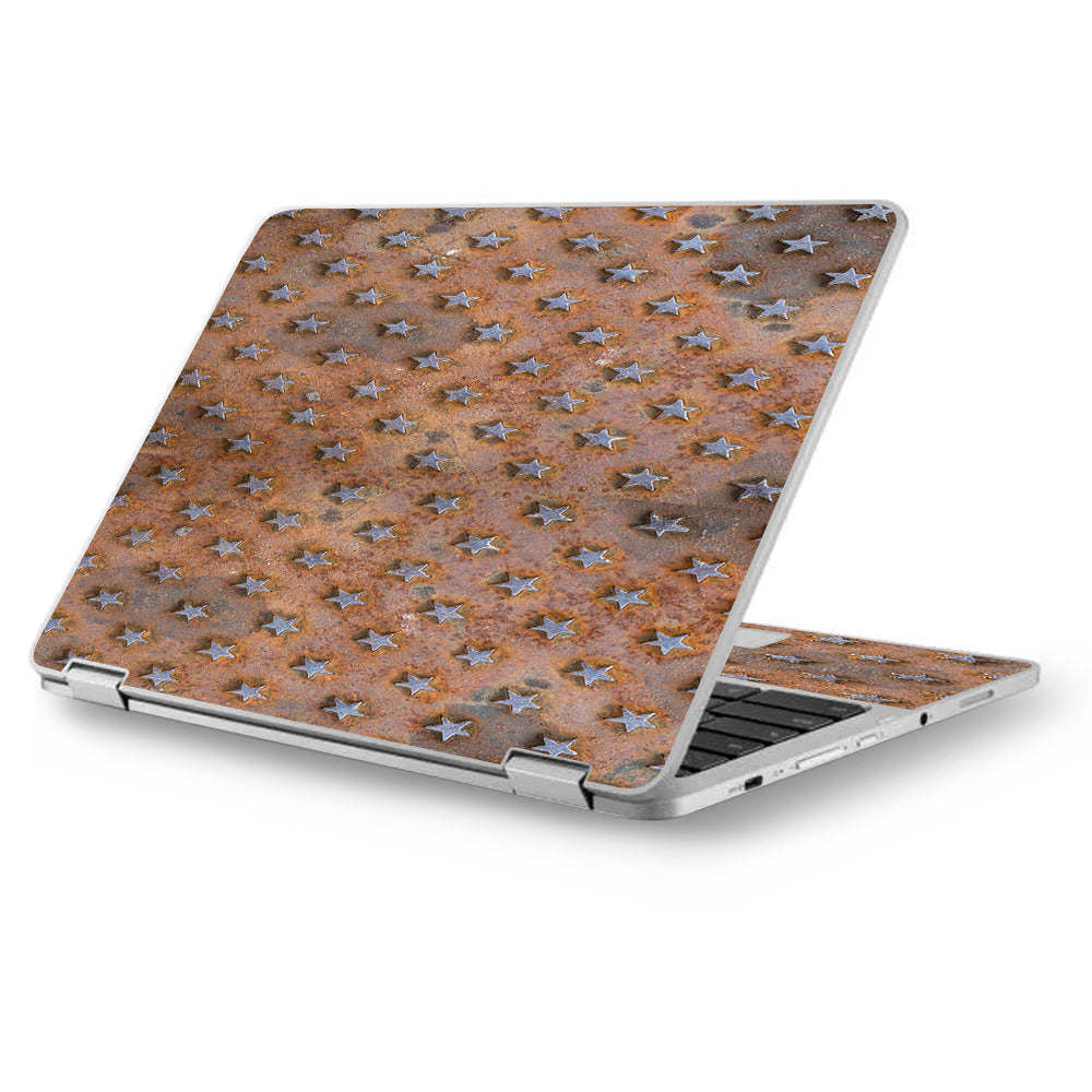 Patina Copper Stars Metal Asus Chromebook Flip 12.5" Skin