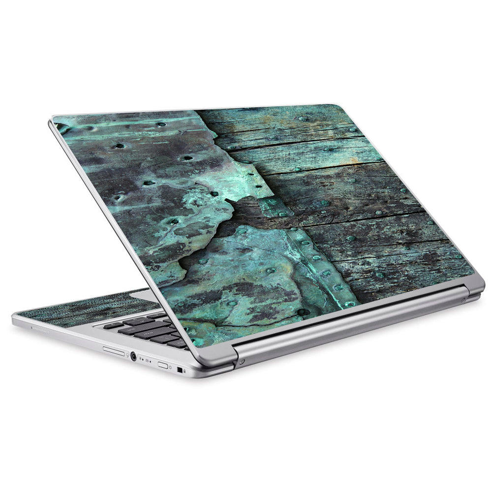  Patina Metal And Wood Blue Acer Chromebook R13 Skin