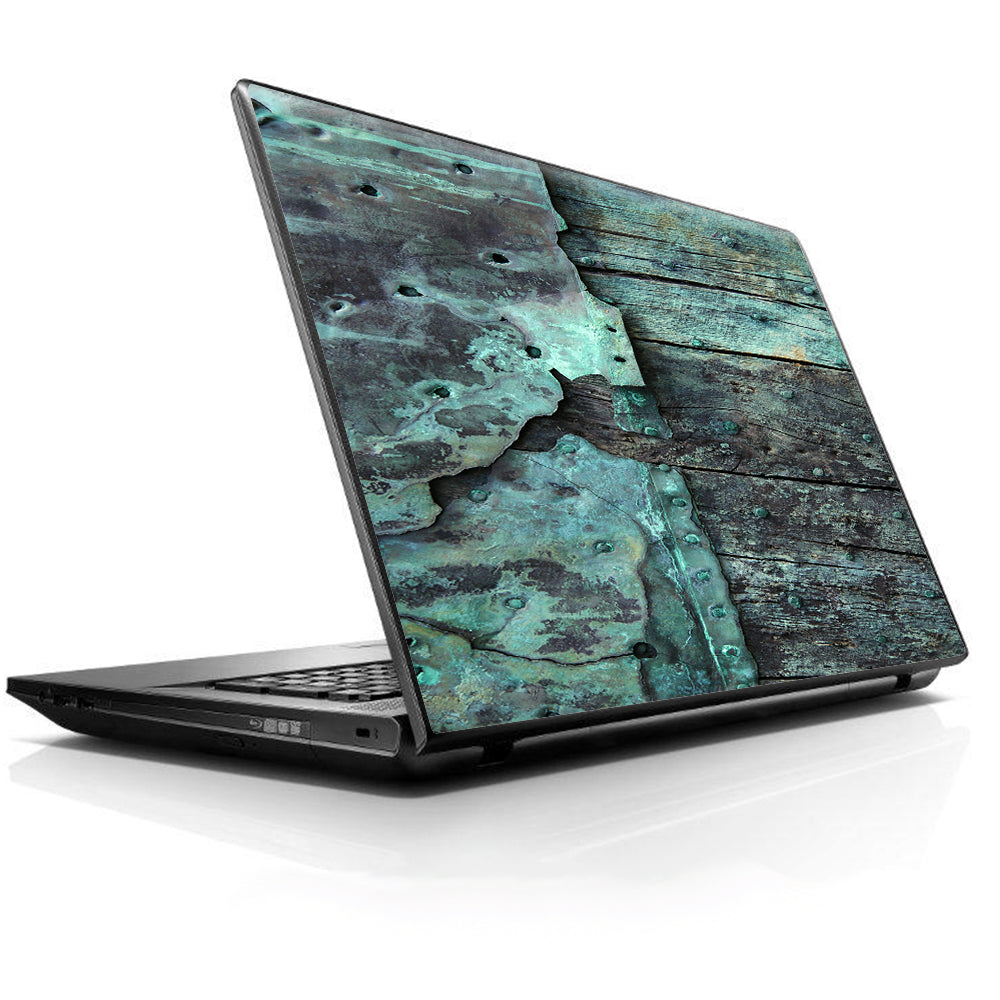  Patina Metal And Wood Blue HP Dell Compaq Mac Asus Acer 13 to 16 inch Skin