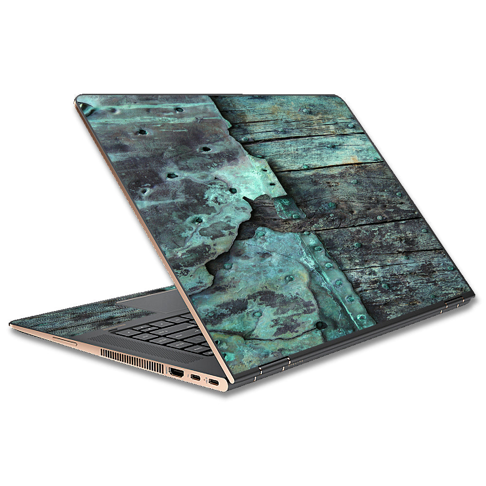  Patina Metal And Wood Blue HP Spectre x360 13t Skin