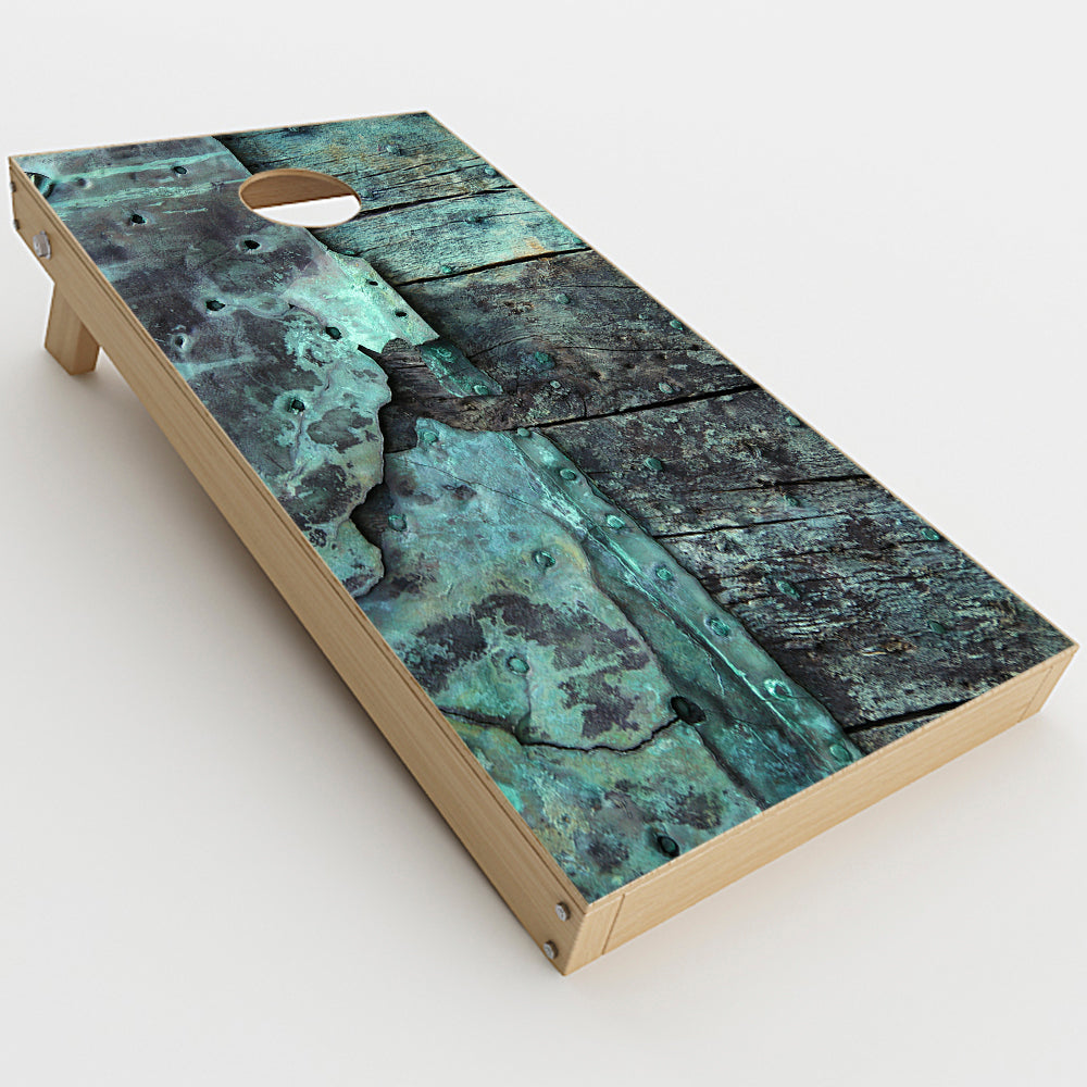  Patina Metal And Wood Blue  Cornhole Game Board (2 pcs.) Skin
