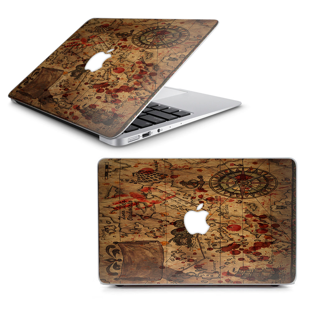  Pirate Map Arrrr Treasure Gold Macbook Air 13" A1369 A1466 Skin
