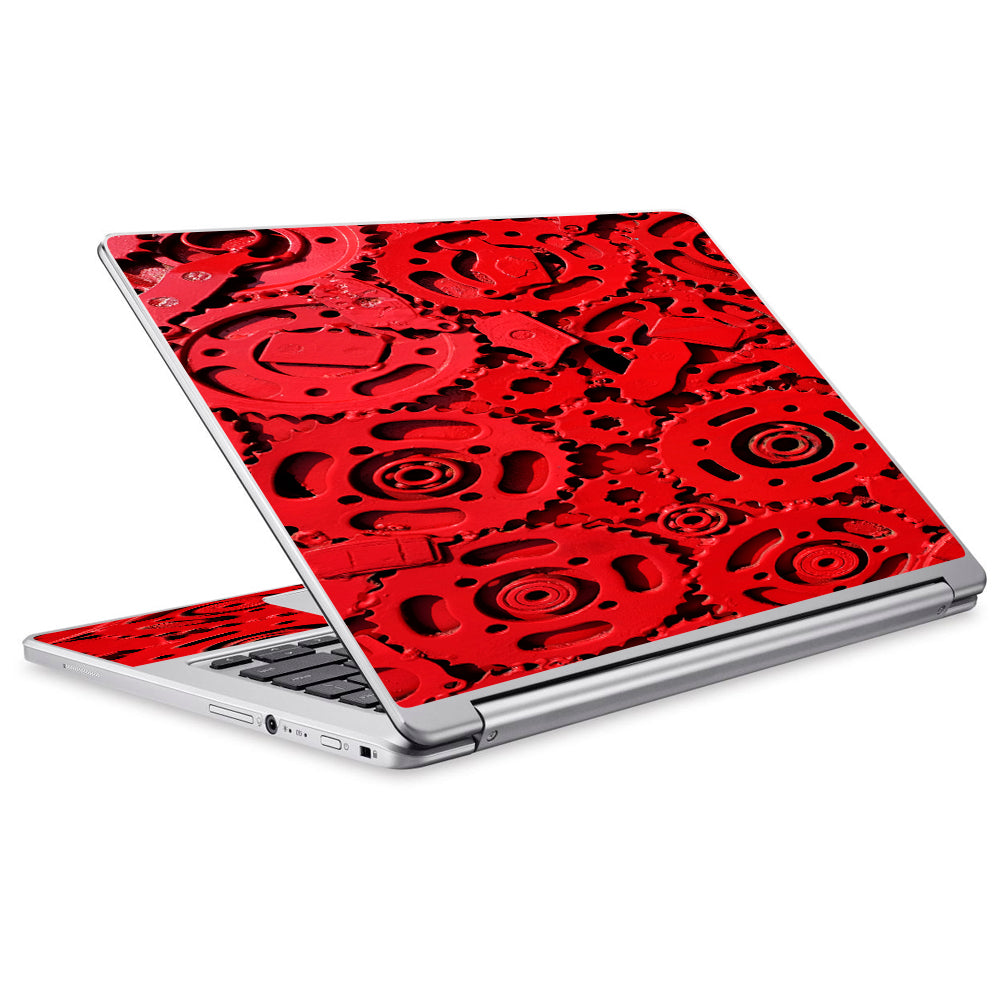  Red Gears Cog Cogs Steam Punk Acer Chromebook R13 Skin