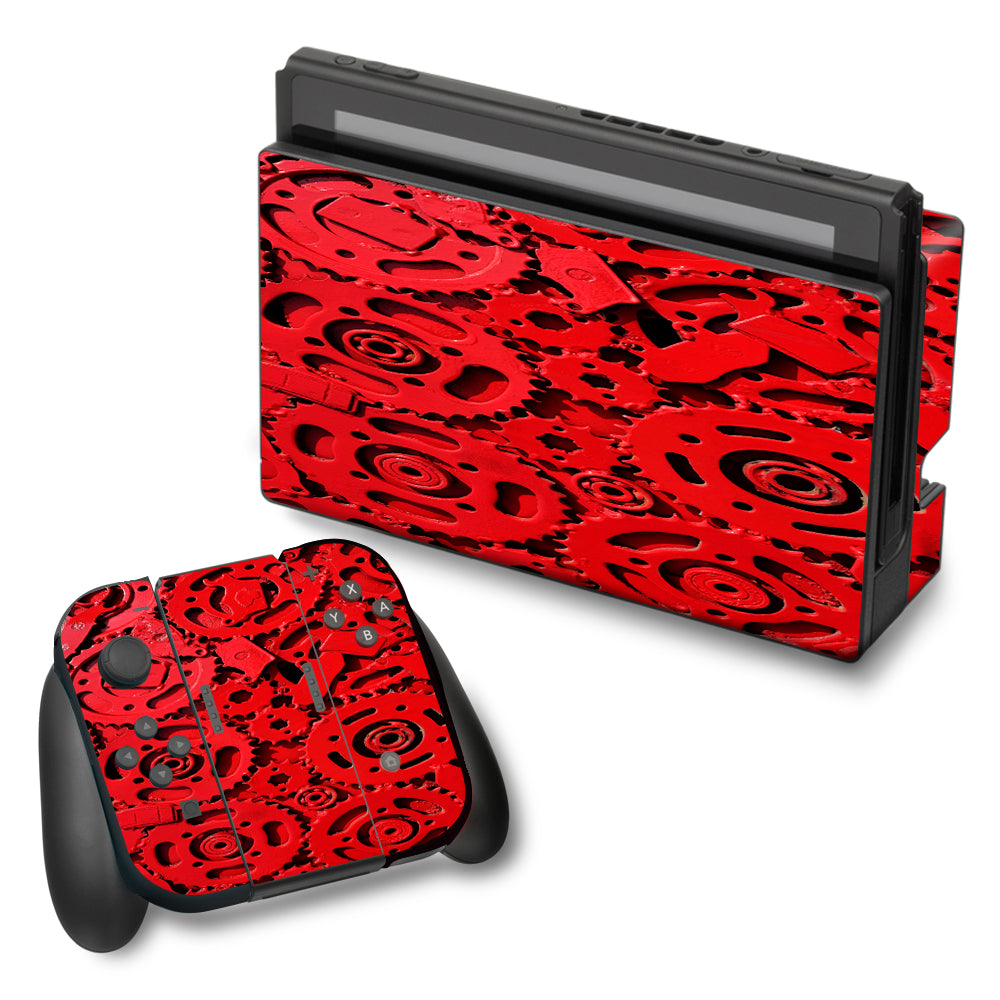  Red Gears Cog Cogs Steam Punk Nintendo Switch Skin