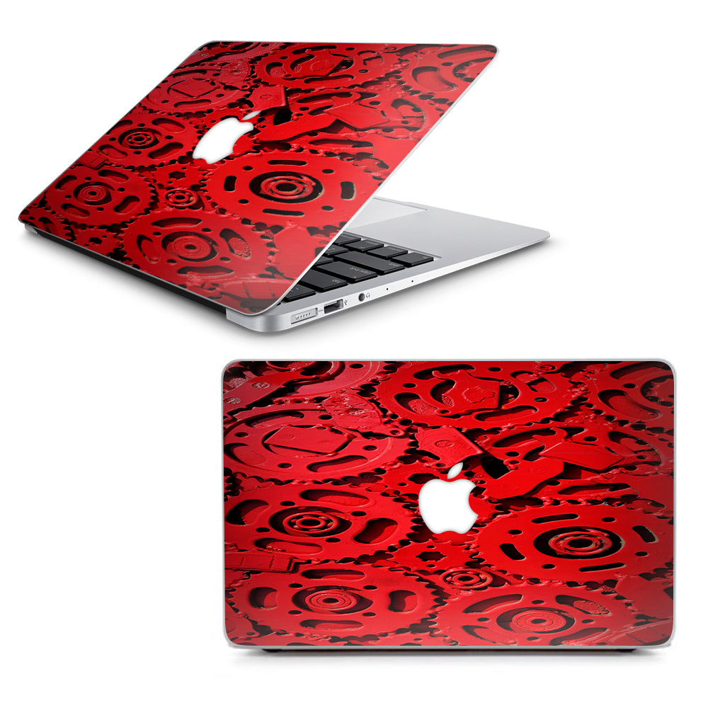  Red Gears Cog Cogs Steam Punk Macbook Air 13" A1369 A1466 Skin