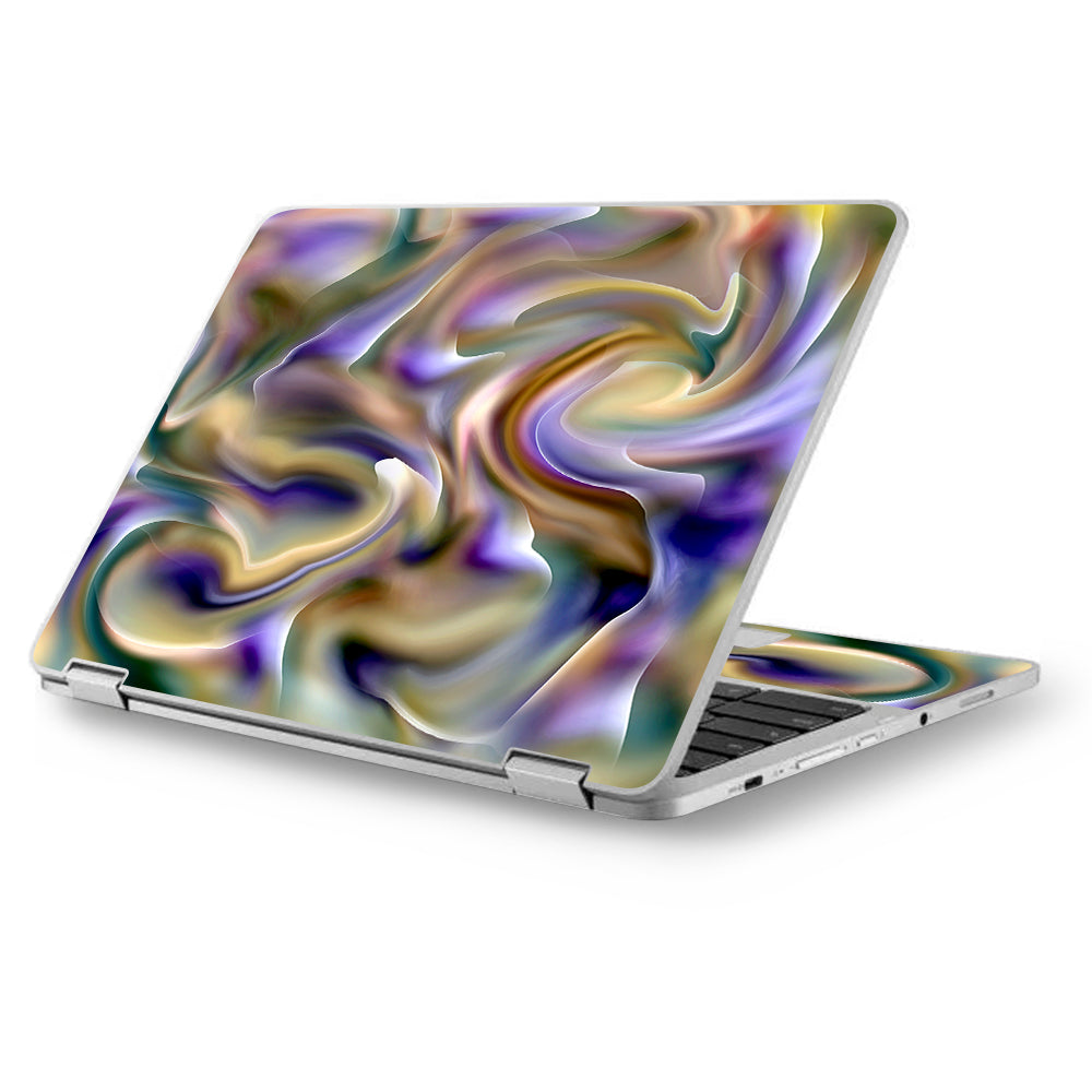  Resin Swirl Opalescent Oil Slick Asus Chromebook Flip 12.5" Skin