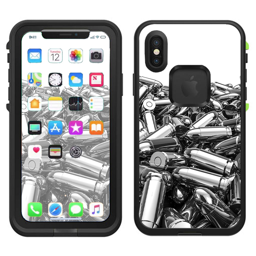  Silver Bullets Polished Black White Lifeproof Fre Case iPhone X Skin