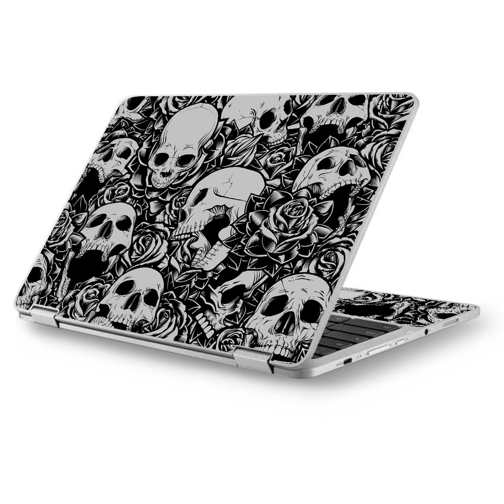  Skulls N Roses Black White Screaming Asus Chromebook Flip 12.5" Skin