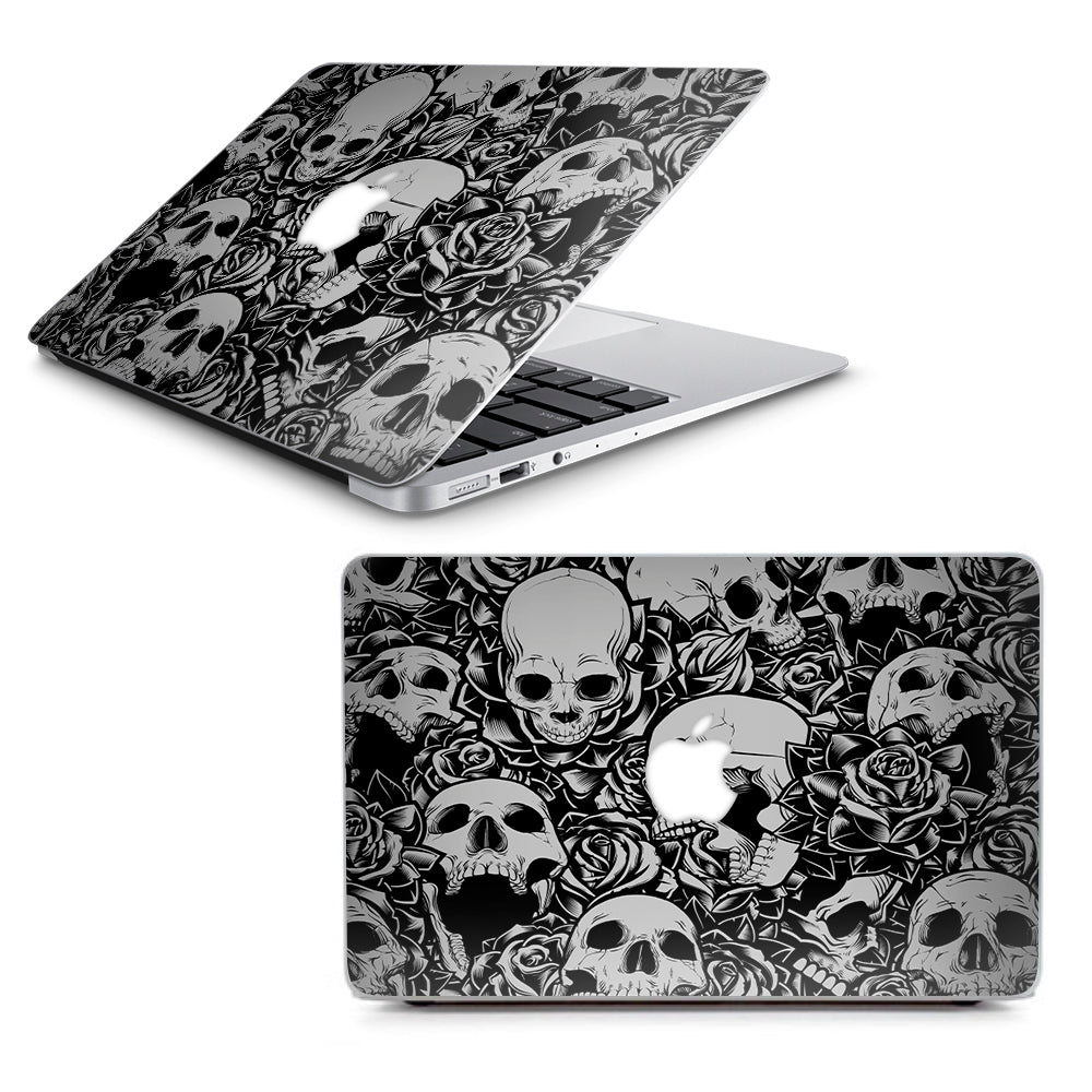  Skulls N Roses Black White Screaming Macbook Air 13" A1369 A1466 Skin