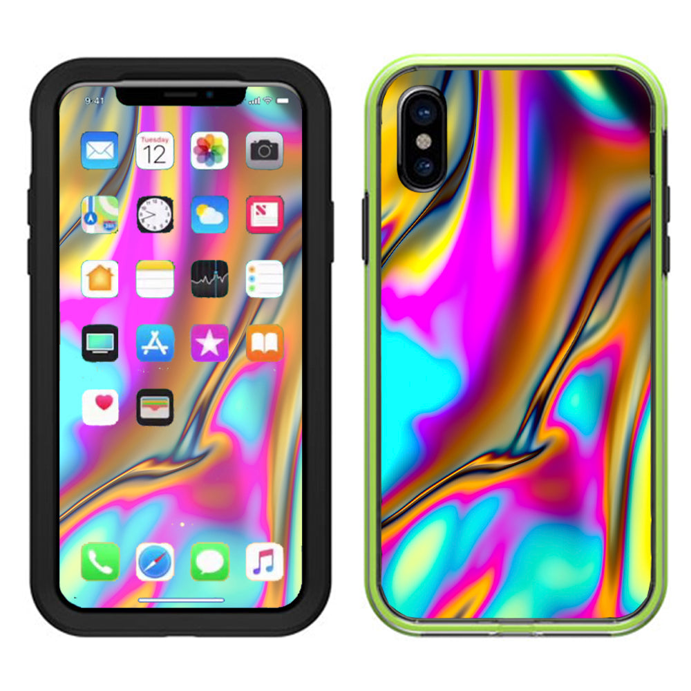  Oil Slick Resin Iridium Glass Colors Lifeproof Slam Case iPhone X Skin