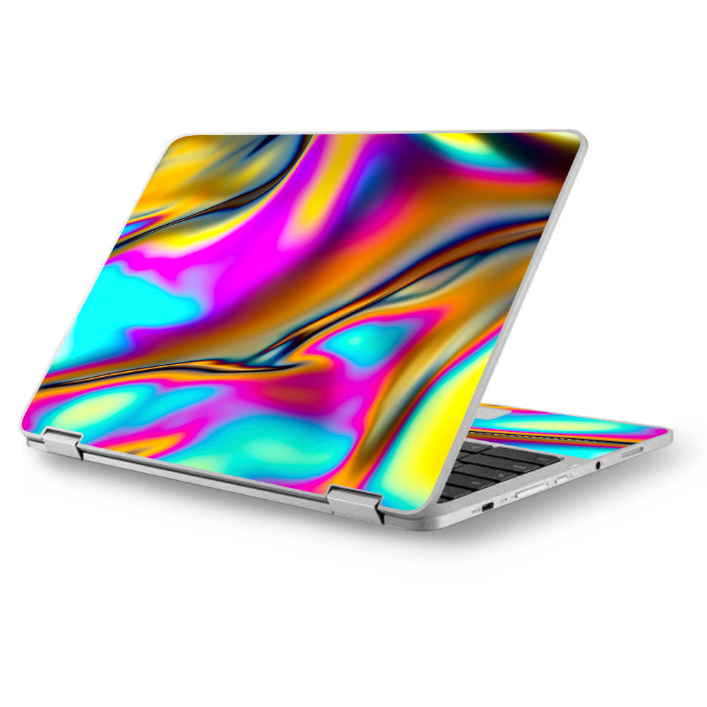  Oil Slick Resin Iridium Glass Colors Asus Chromebook Flip 12.5" Skin