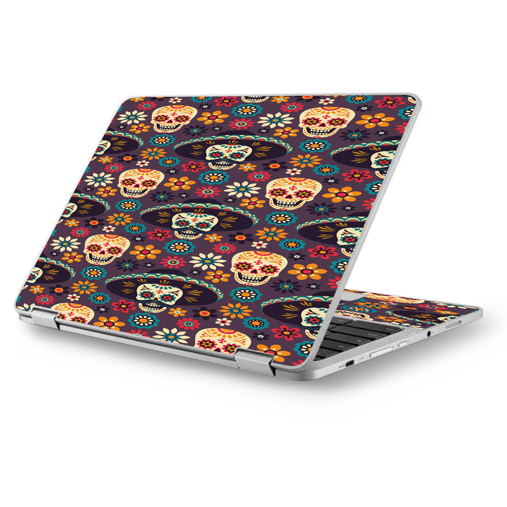  Sugar Skulls Sombrero Day Of The Dead Asus Chromebook Flip 12.5" Skin