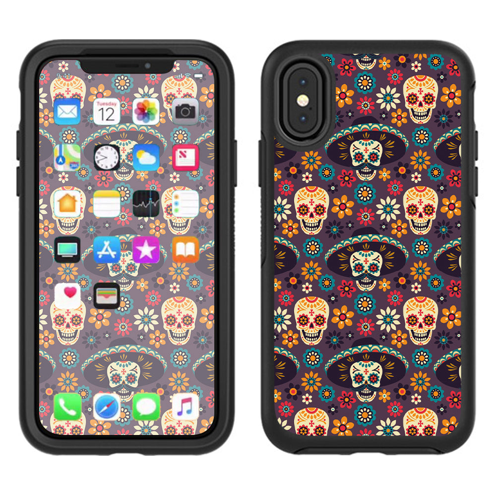  Sugar Skulls Sombrero Day Of The Dead Otterbox Defender Apple iPhone X Skin
