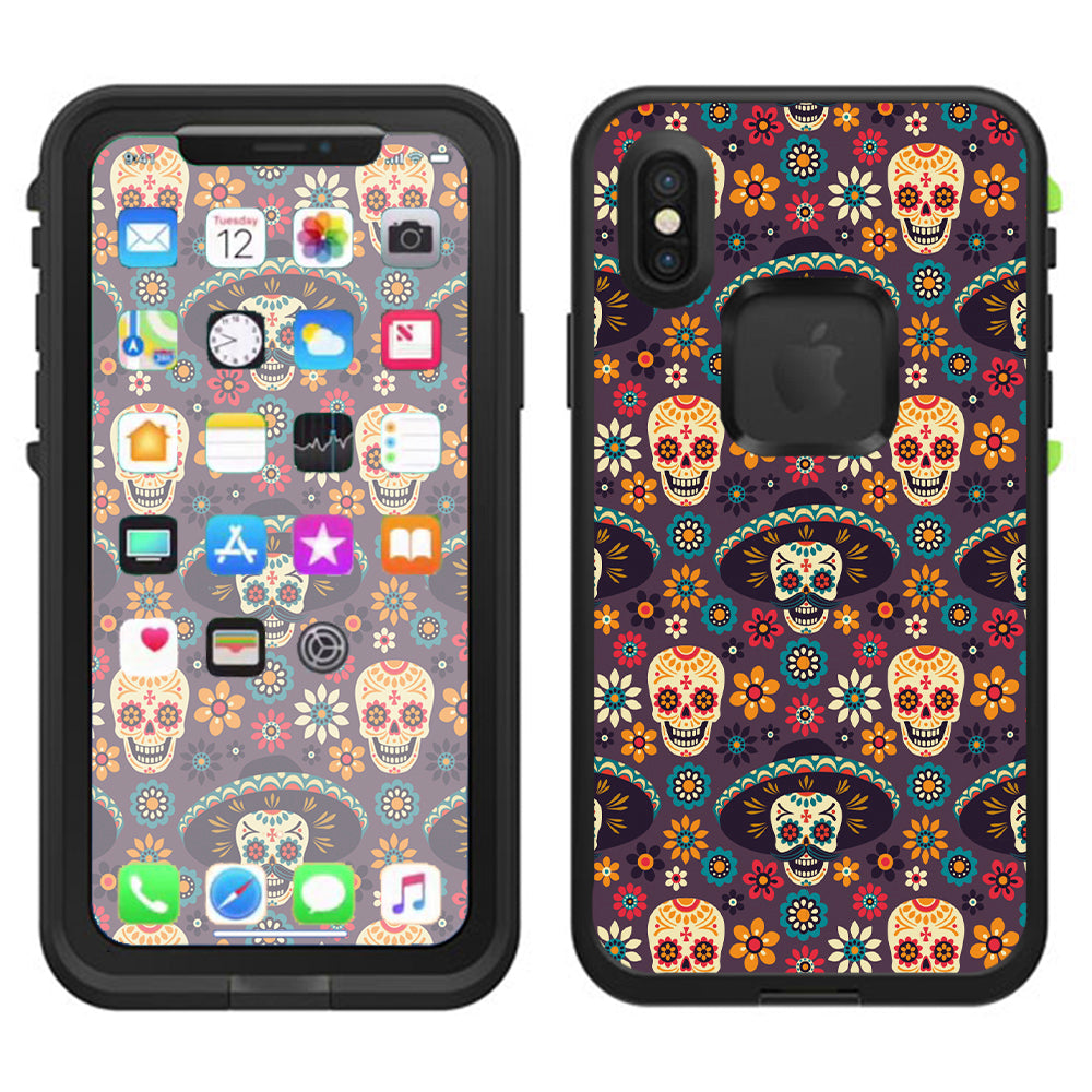  Sugar Skulls Sombrero Day Of The Dead Lifeproof Fre Case iPhone X Skin