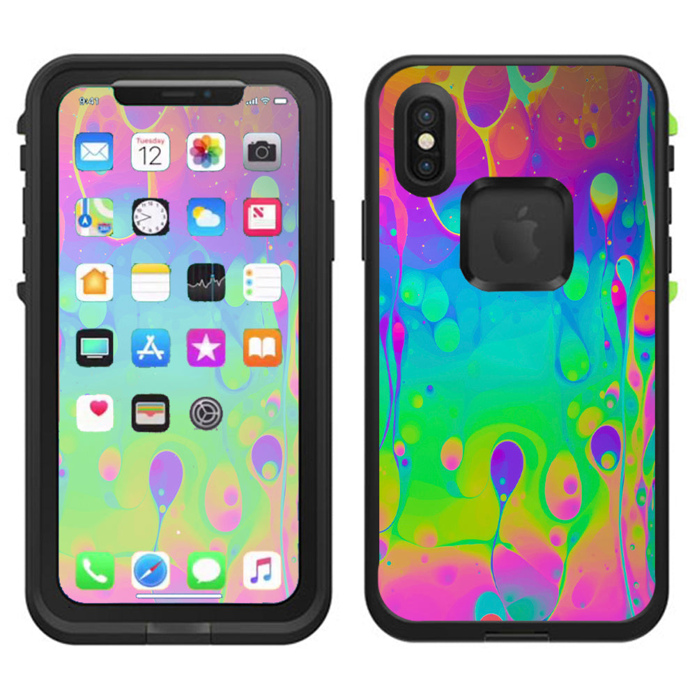  Trippy Tie Die Colors Dripping Lava Lifeproof Fre Case iPhone X Skin