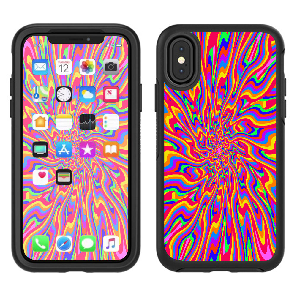  Optical Illusion Colorful Holographic Otterbox Defender Apple iPhone X Skin