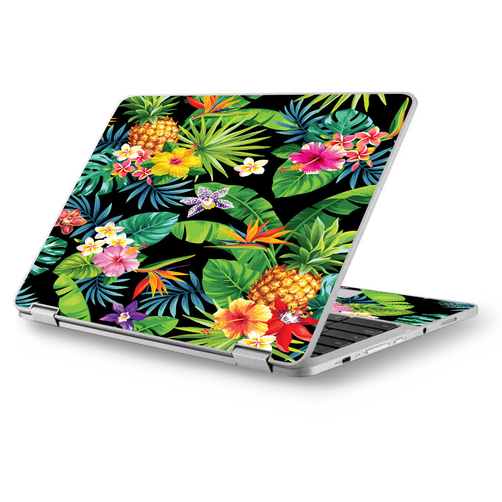  Tropical Flowers Pineapple Hibiscus Hawaii Asus Chromebook Flip 12.5" Skin