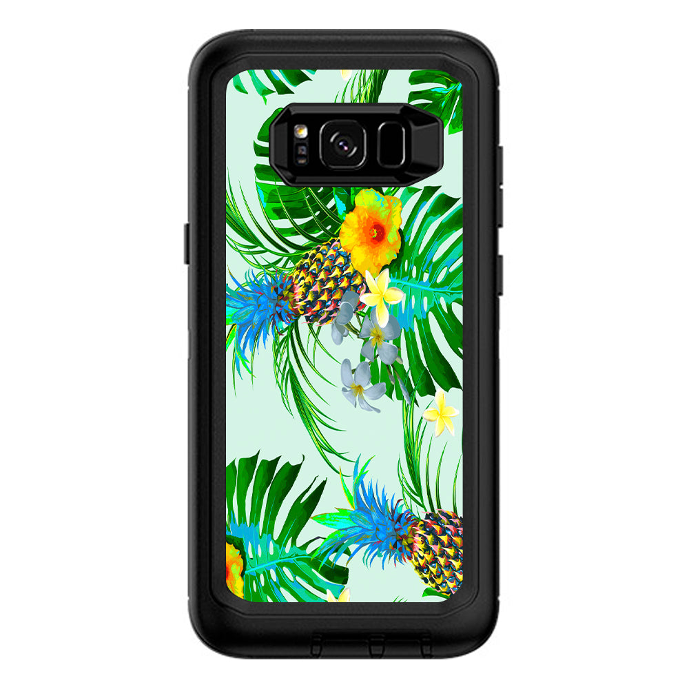  Tropical Floral Pattern Pineapple Palm Trees Otterbox Defender Samsung Galaxy S8 Plus Skin