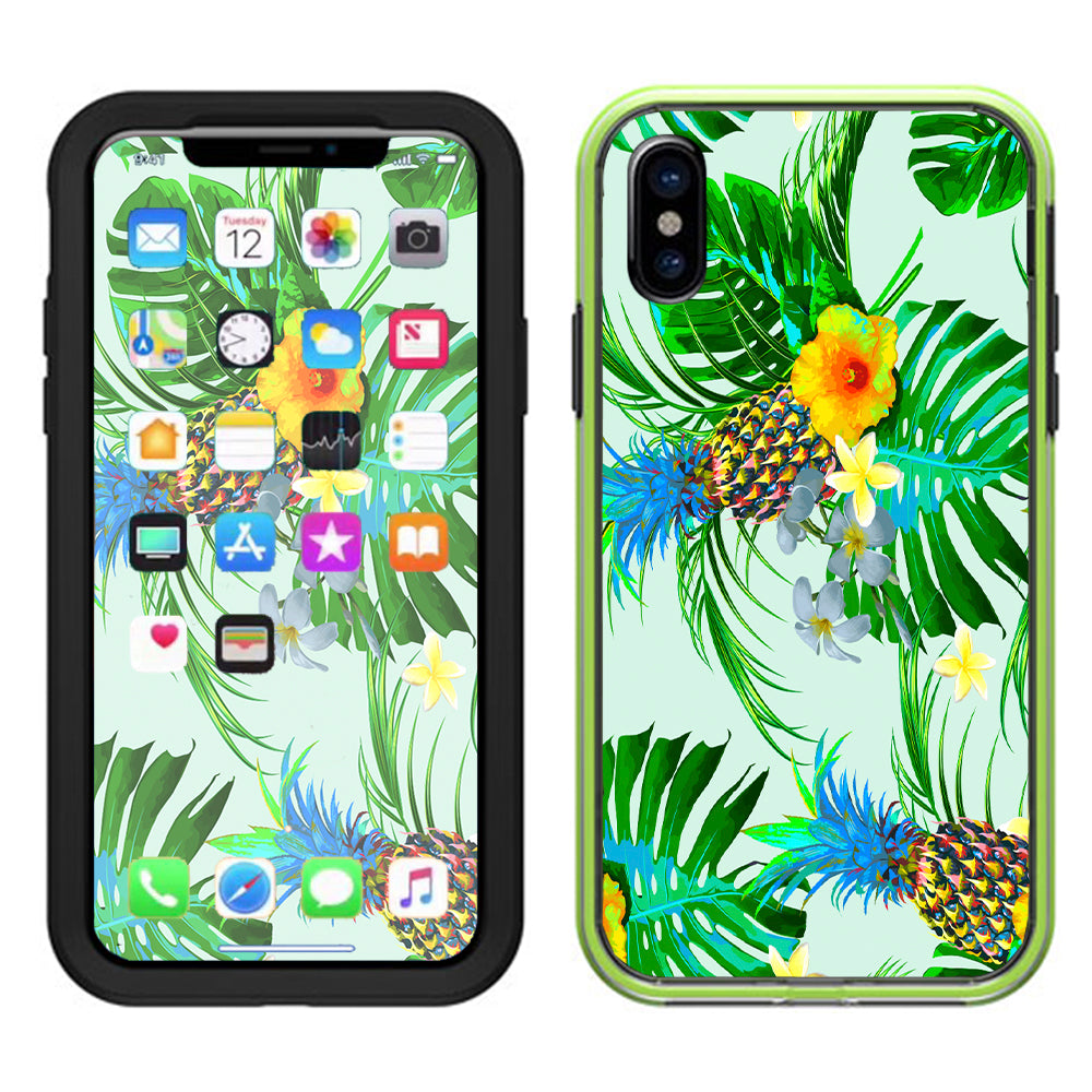  Tropical Floral Pattern Pineapple Palm Trees Lifeproof Slam Case iPhone X Skin