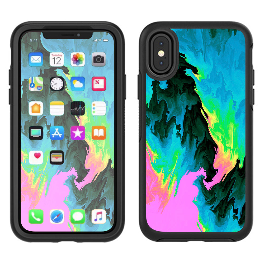  Water Colors Trippy Abstract Pastel Preppy Otterbox Defender Apple iPhone X Skin