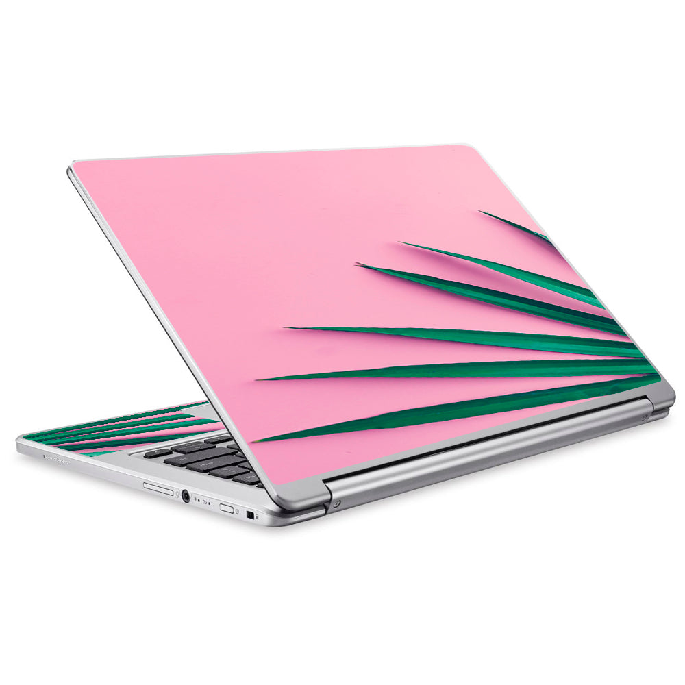  Pink Green Palm Frawns Acer Chromebook R13 Skin
