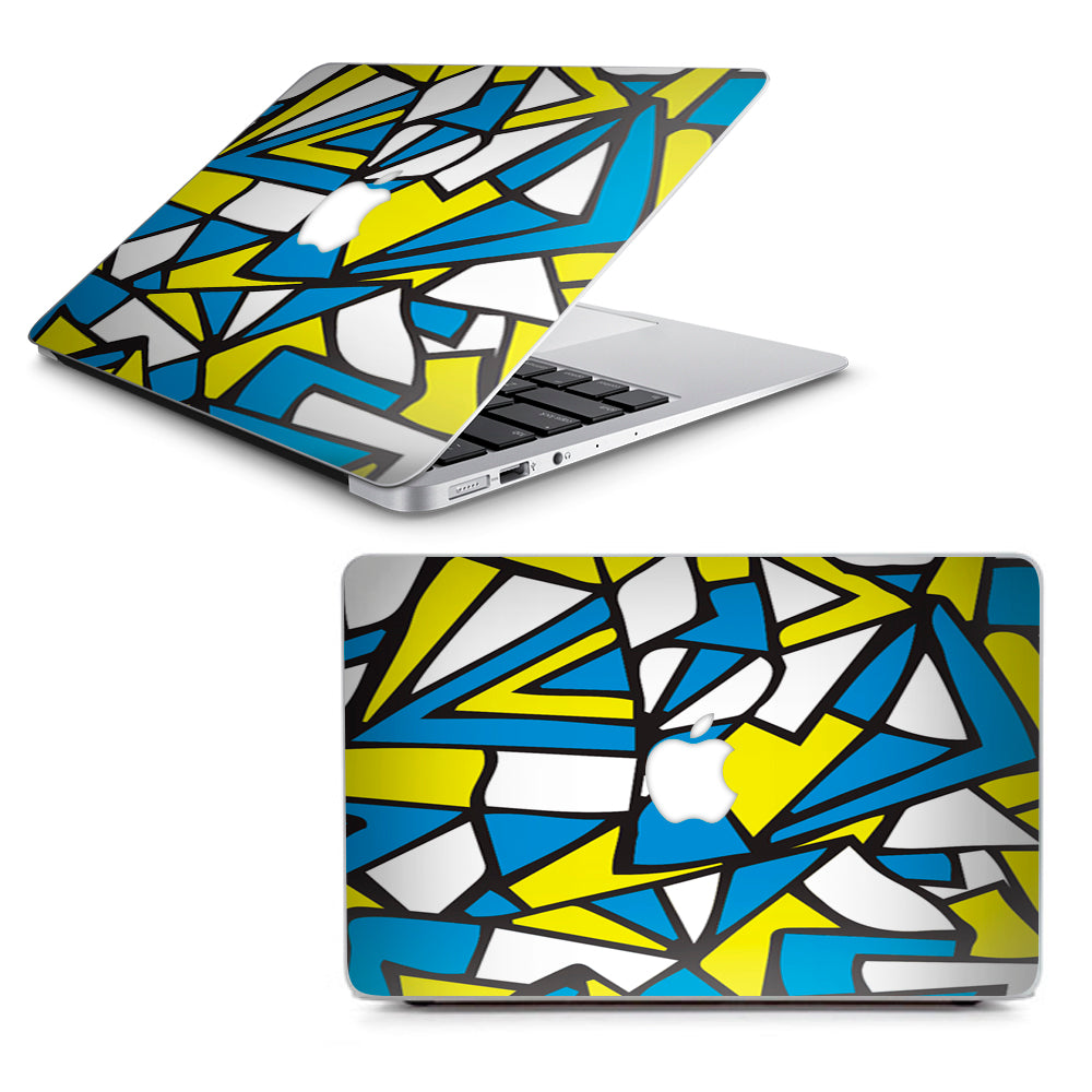  Stained Glass Abstract Blue Yellow Macbook Air 11" A1370 A1465 Skin